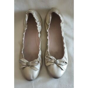 Jack Rogers Gold Ballet Flats with Bow 8.5M